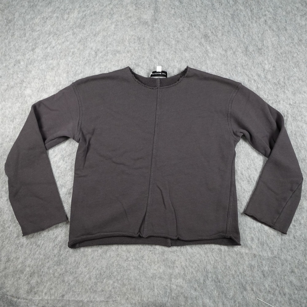 Something‎ Navy Top Womens Extra Small Charcoal Gray Raw Hem Exposed Seam Cotton